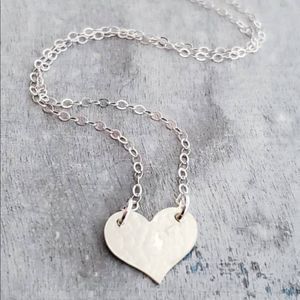 Sterling Silver Hammered Heart Necklace